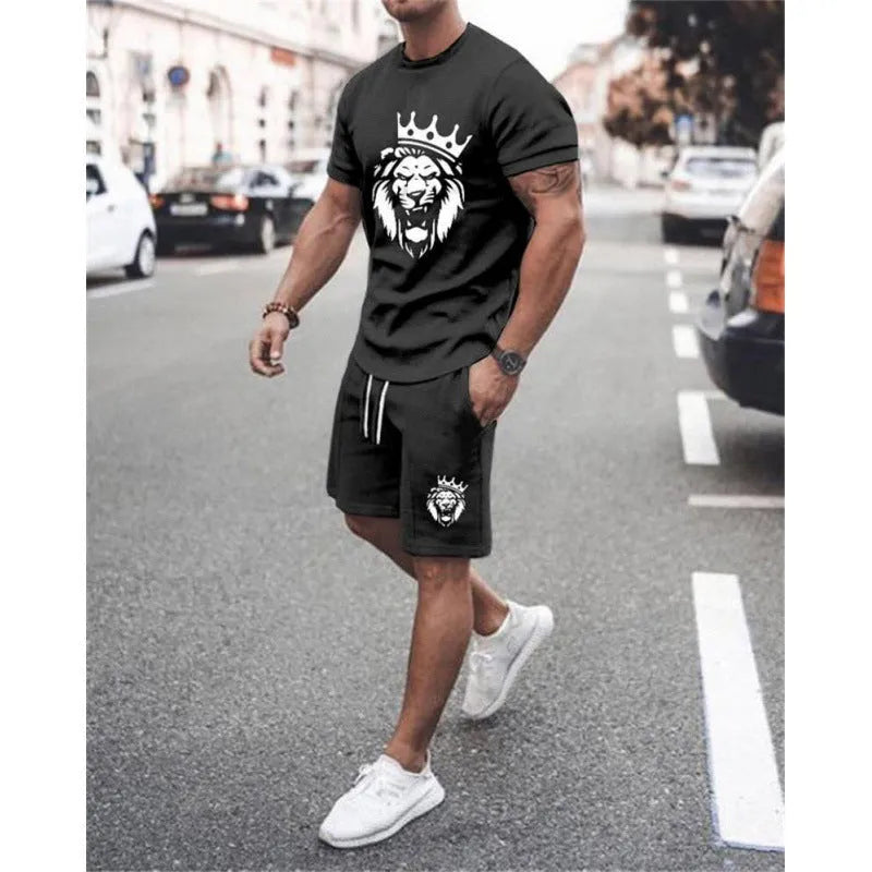Short sleeve men's leisure set suit in mesh cloth with matching shorts, colour K155