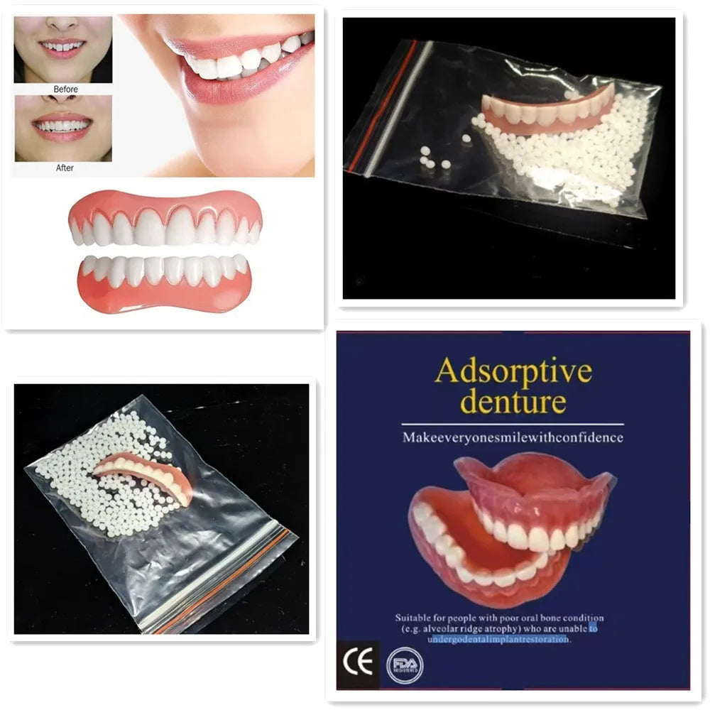 Silicone simulation dentures for dental training with upper and lower teeth in colour box packaging