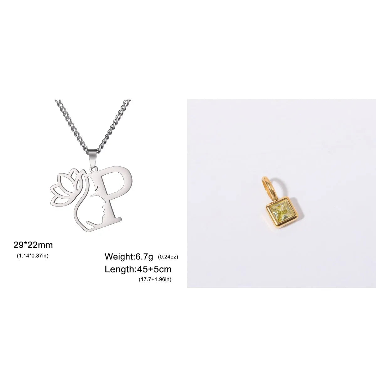 Stainless steel cross chain necklace with pendant in gold or silver electroplated finish