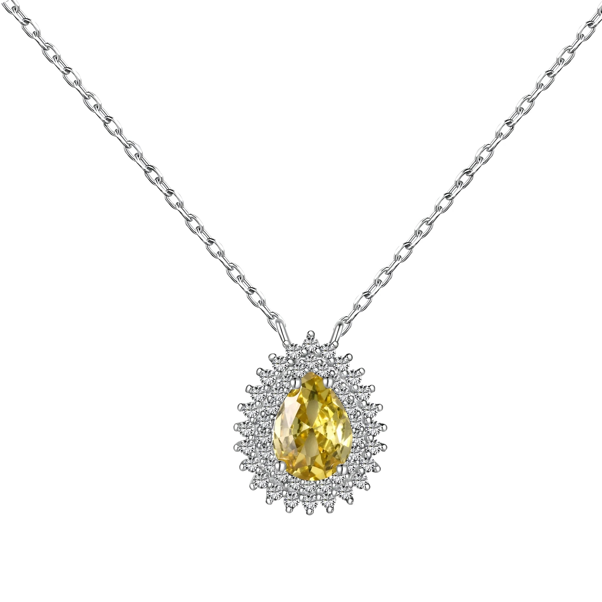 Sterling silver water droplet jewellery set necklace ring earrings golden white