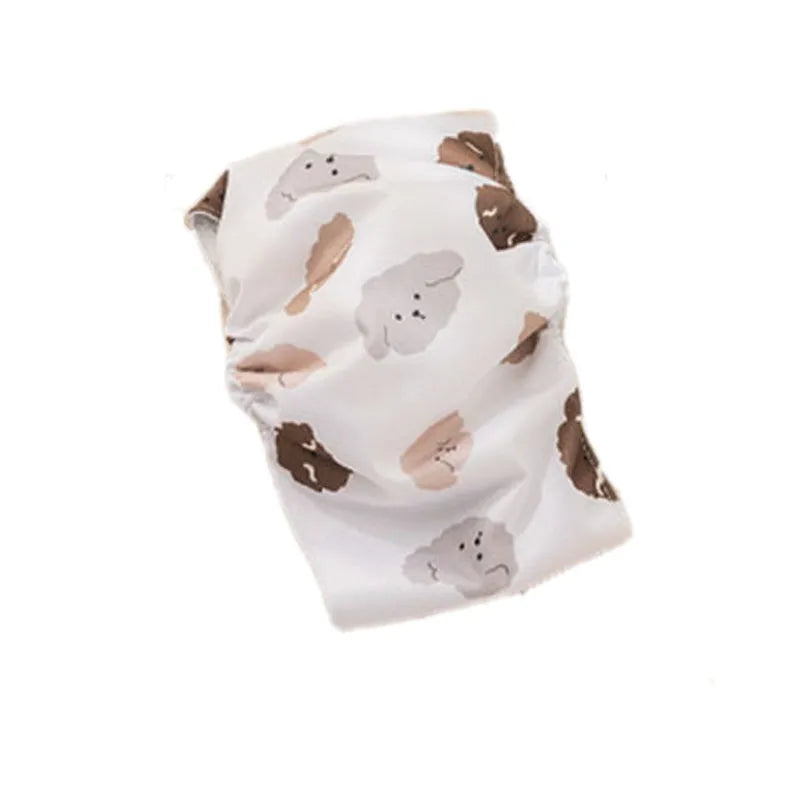 Reusable male dog diaper belly band with cartoon bone paw print design and fastener tape