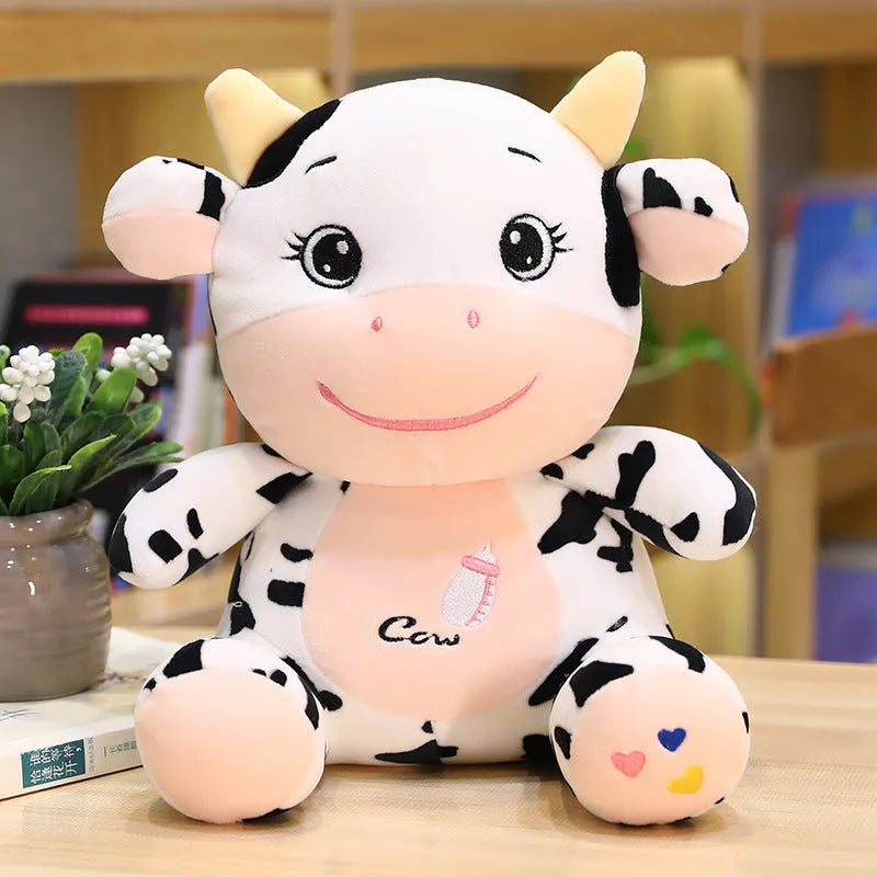 Super soft short plush baby cow doll with PP cotton filling, 22cm or 26cm height, cute MengMeng design