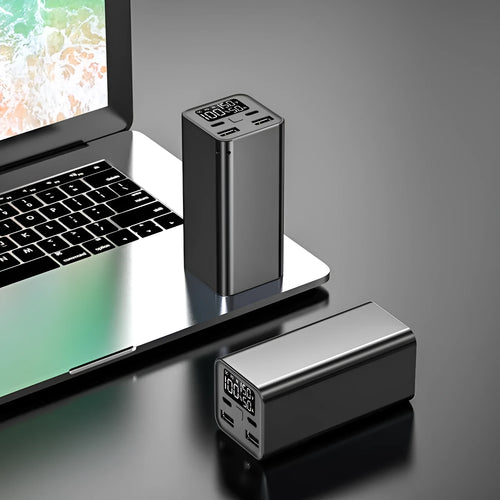 65W 20000mAh metal laptop power bank in black, blue or grey colours