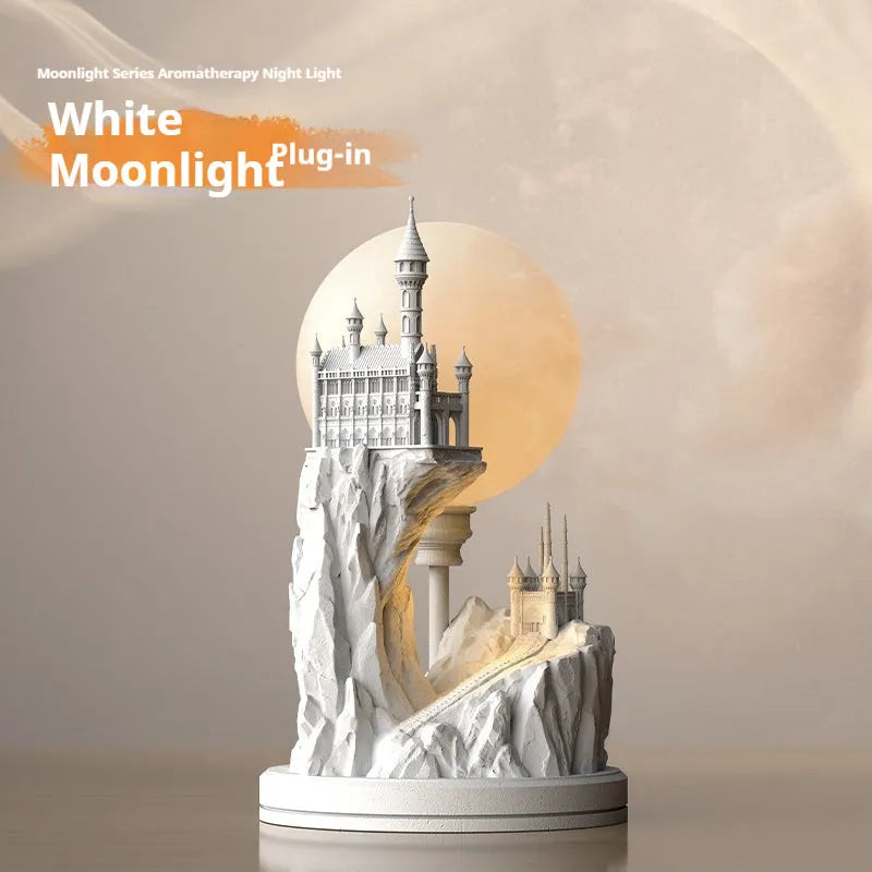 White composite gypsum table lamp with plug-in cord and wire control switch