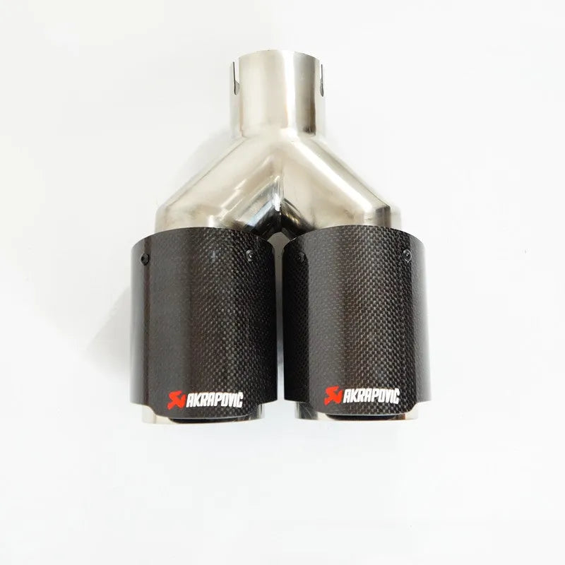 One modified two tail throat car decorative exhaust pipe carbon fibre stainless steel black bright 250x185x89mm