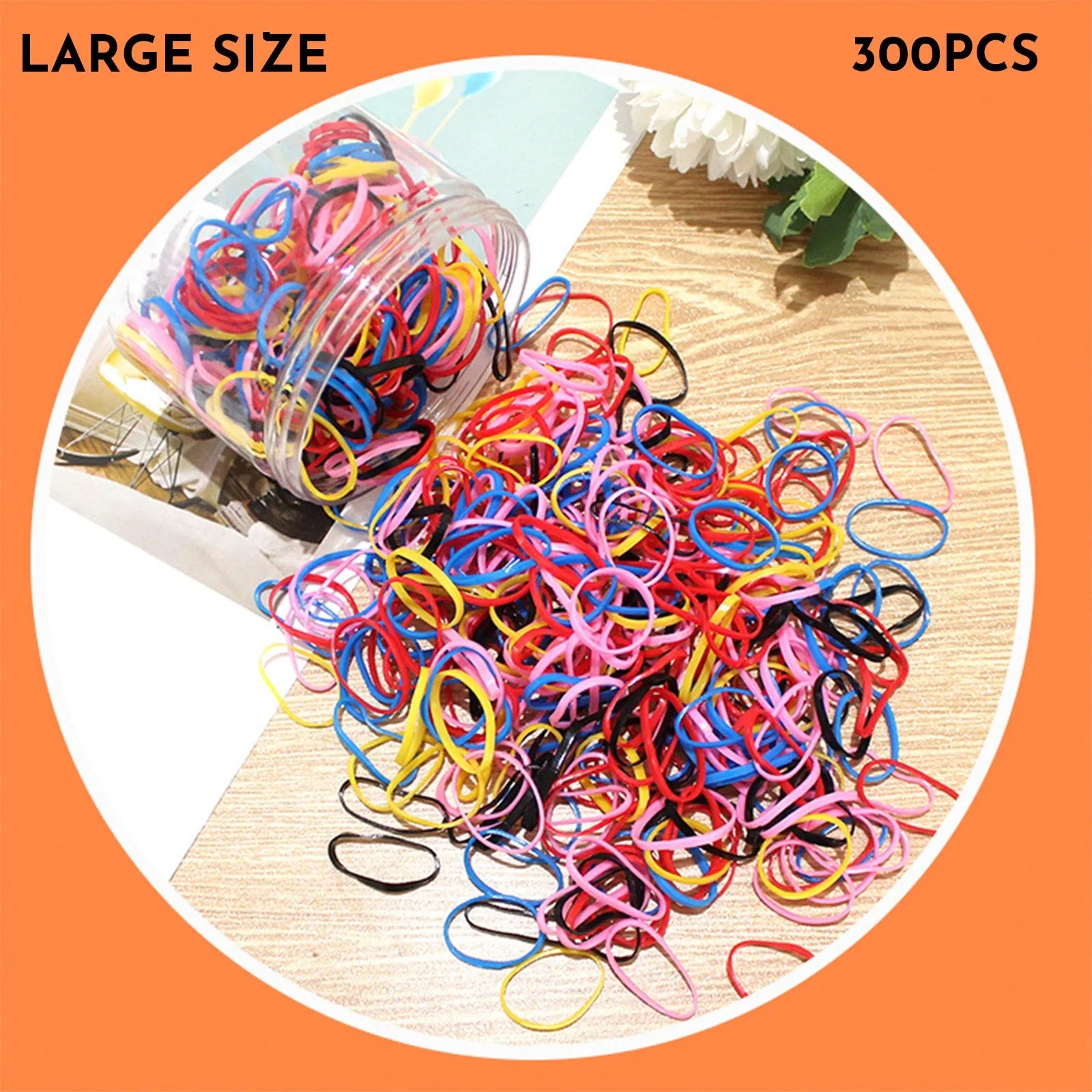 TPU elastic baby hair ties in multicolour assortment with reusable storage container