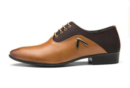 Men's black Oxford business casual shoes with a PU leather upper and rubber sole.