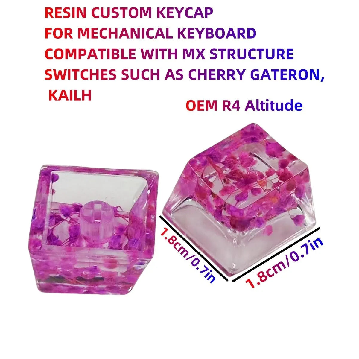 High transparency resin keycap with starry sky design for mechanical keyboards in four colours.