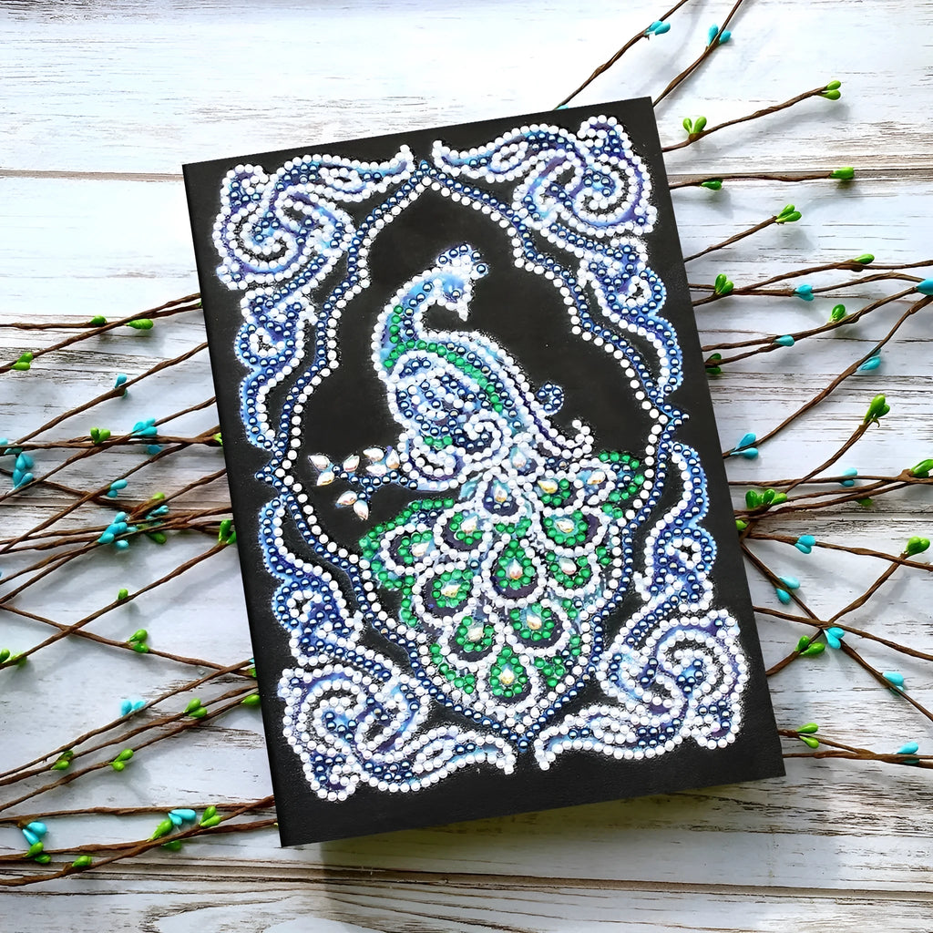 Black A5 diamond painting notebook with shaped and bright drills for craft projects