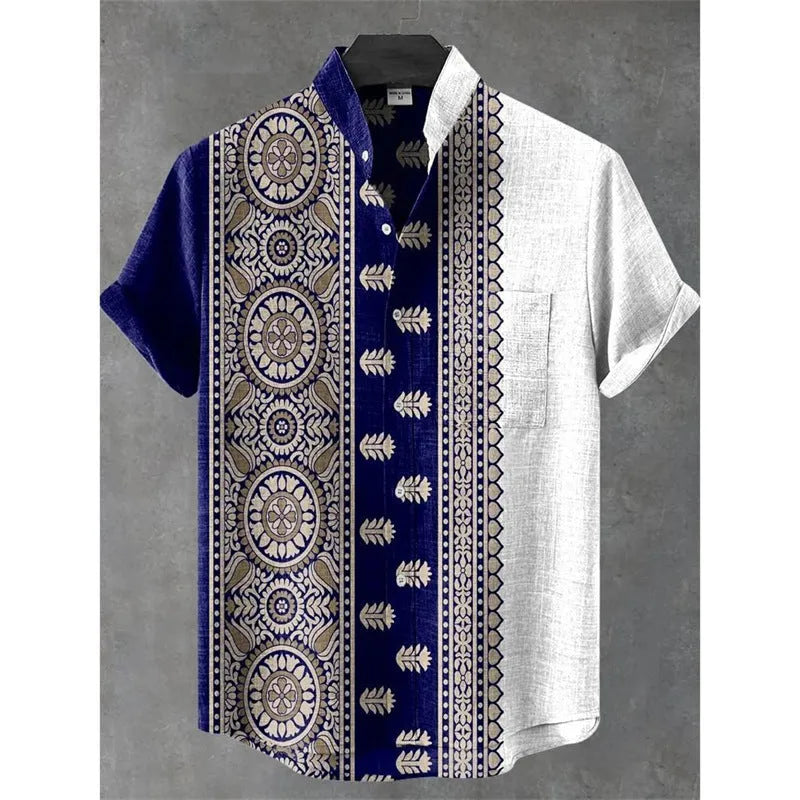 Men's linen summer shirt long sleeve slim fit non-iron American retro style in colour WQ124