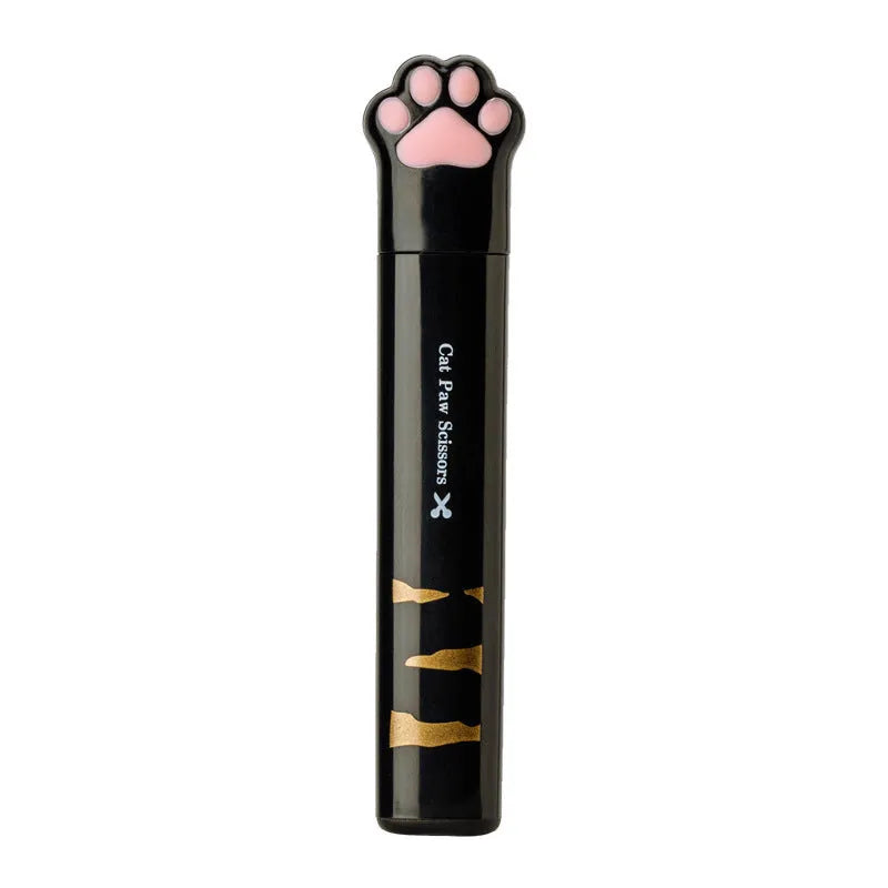 Cat paw design mini folding scissors in pink, white, black, or blue colour options