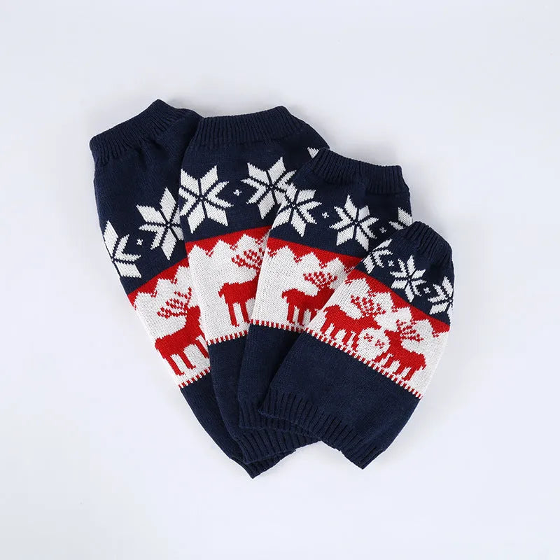 Navy blue knitted Christmas sweater for dogs in acrylic fabric with European American styling
