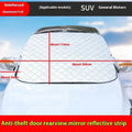 Aluminium foil car cover with reflective stripes and magnets for SUV winter windshield protection