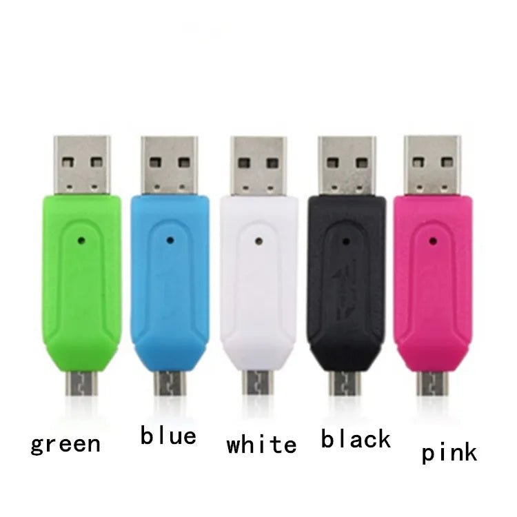 USB 2.0 OTG dual-purpose card reader for mobile phones and computers in multiple colours