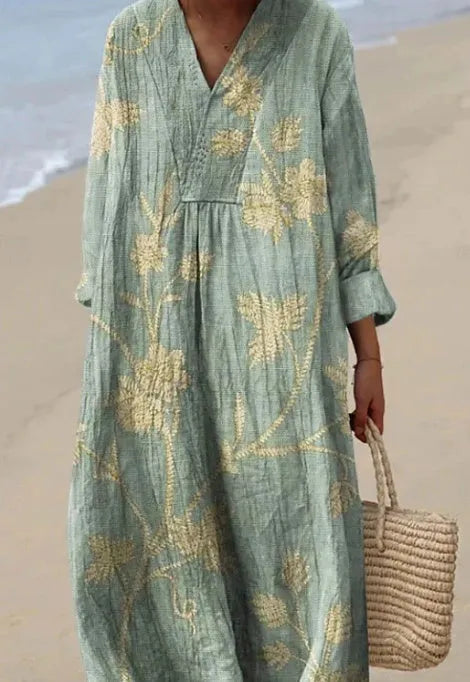 Floral 3D printed shirt dress in polyester fabric with princess silhouette and wide waist design
