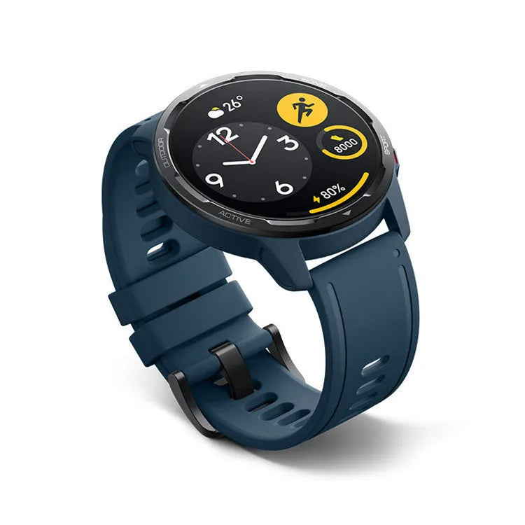 Smart watch with call functionality and dual band GPS on wrist showing 1.43-inch touchscreen display
