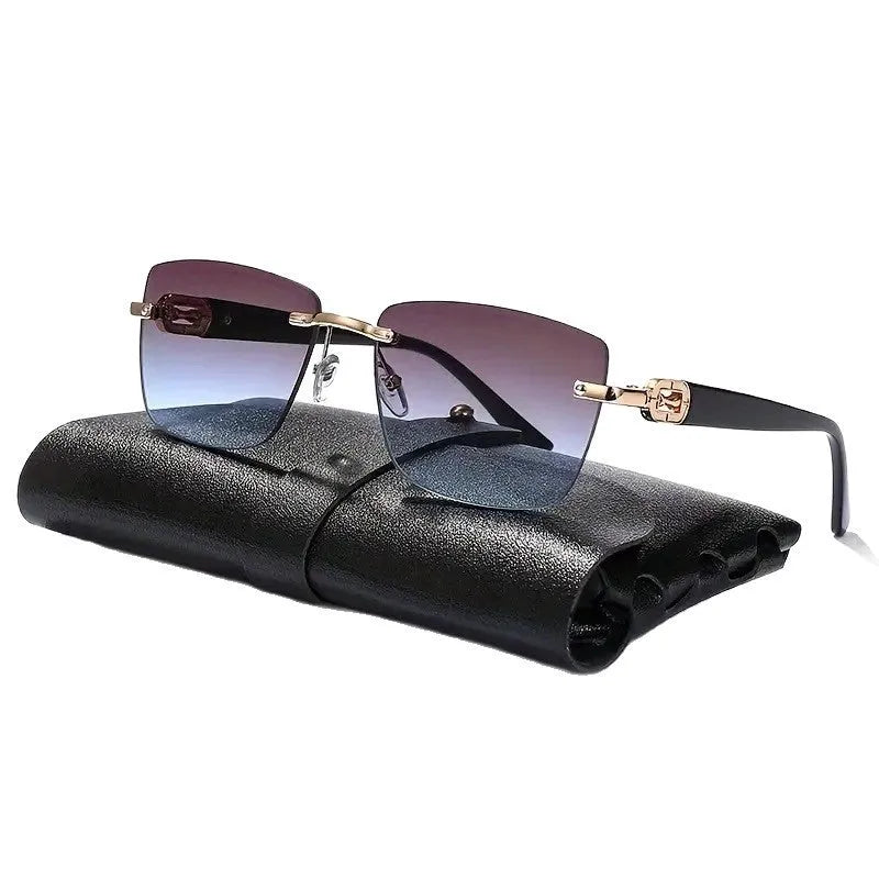 New frameless sunglasses for men with metal frame and colored lenses, suitable for driving and outdoor sports