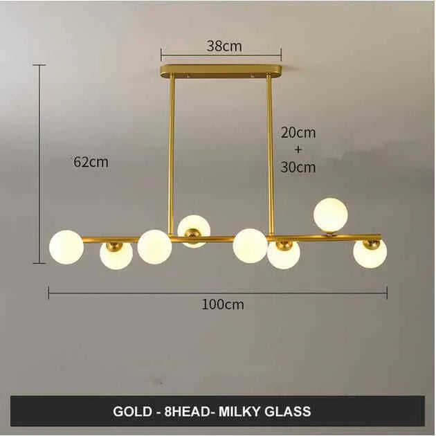 Modern minimalist glass bubble ball chandelier with black iron body and clear glass shades in a Nordic style
