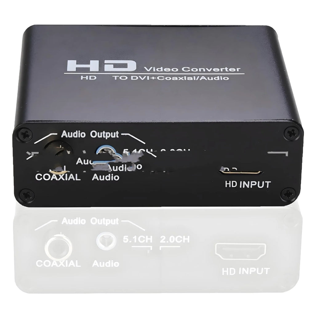 Black HDMI to DVI converter with coaxial audio output and 1.5 metre cable for safety monitor applications