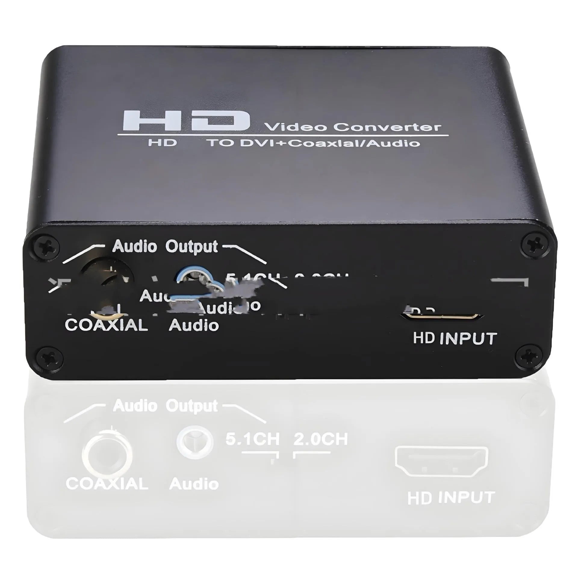 Black HDMI to DVI converter with coaxial audio output and 1.5 metre cable for safety monitor applications