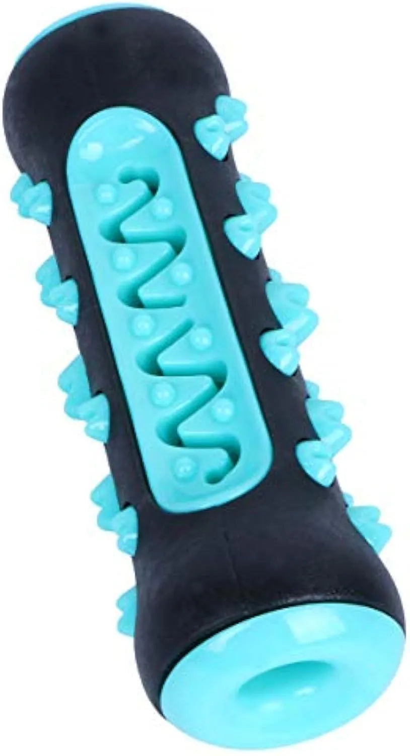 15cm natural rubber dog toothbrush chew toy in blue colour for dental cleaning
