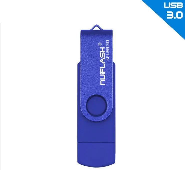 Black OTG USB flash drive 64GB with USB 3.0 connector for smartphones and tablets