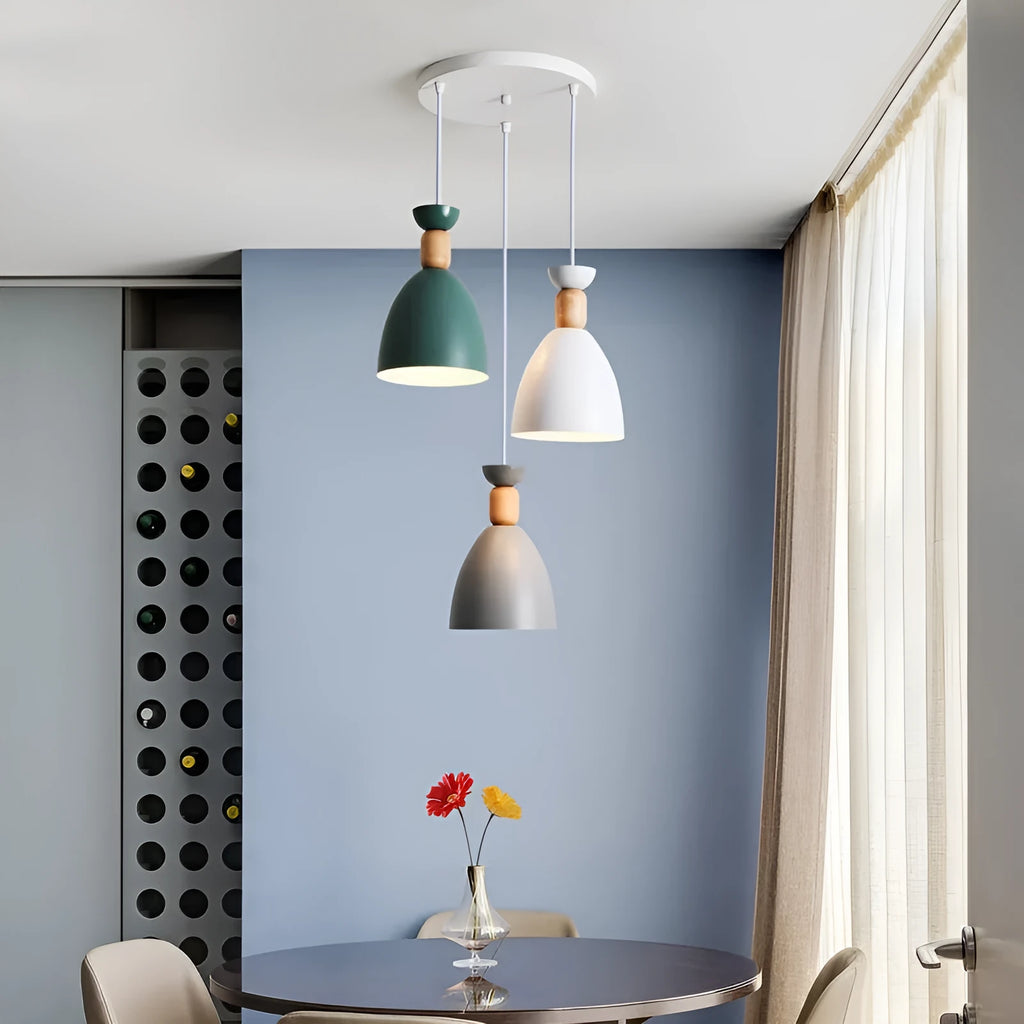 Modern simplicity three-head iron chandelier with disc shades for dining room