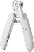 White pet nail clippers with LED light and transparent anti-splash guard for cats and dogs