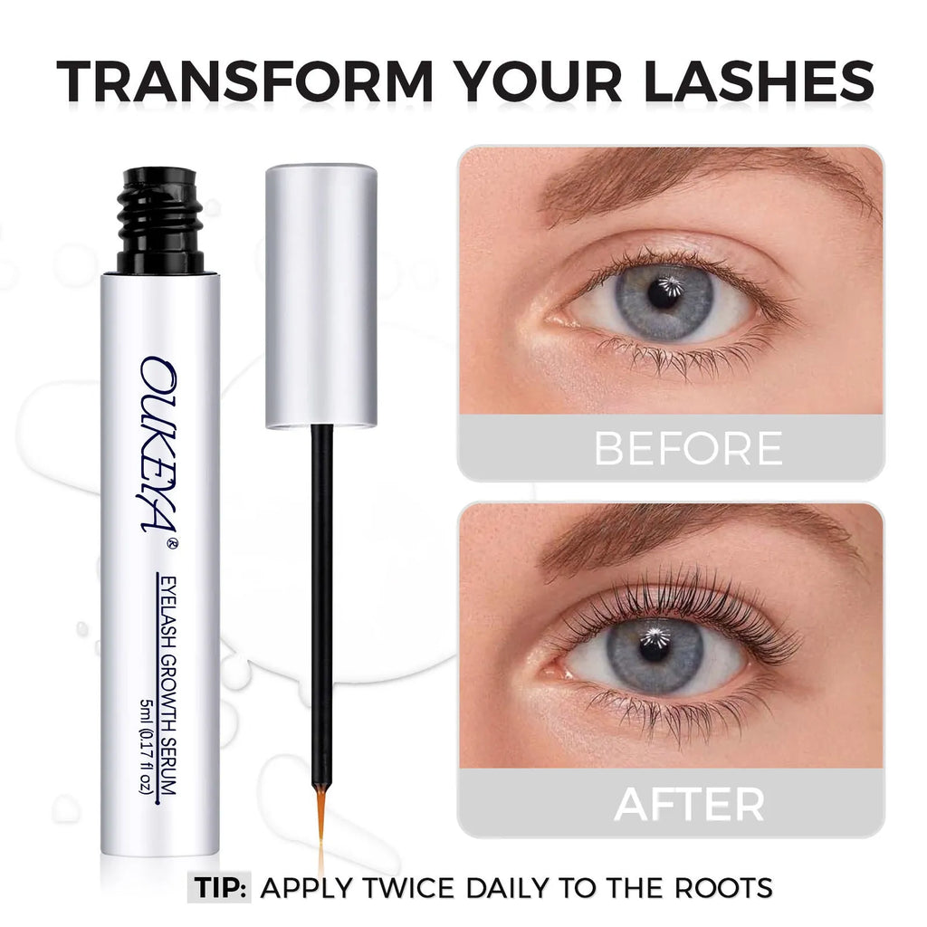 Silver 5ml bottle of eyelash growth essence for gentle repair and longer thicker lashes