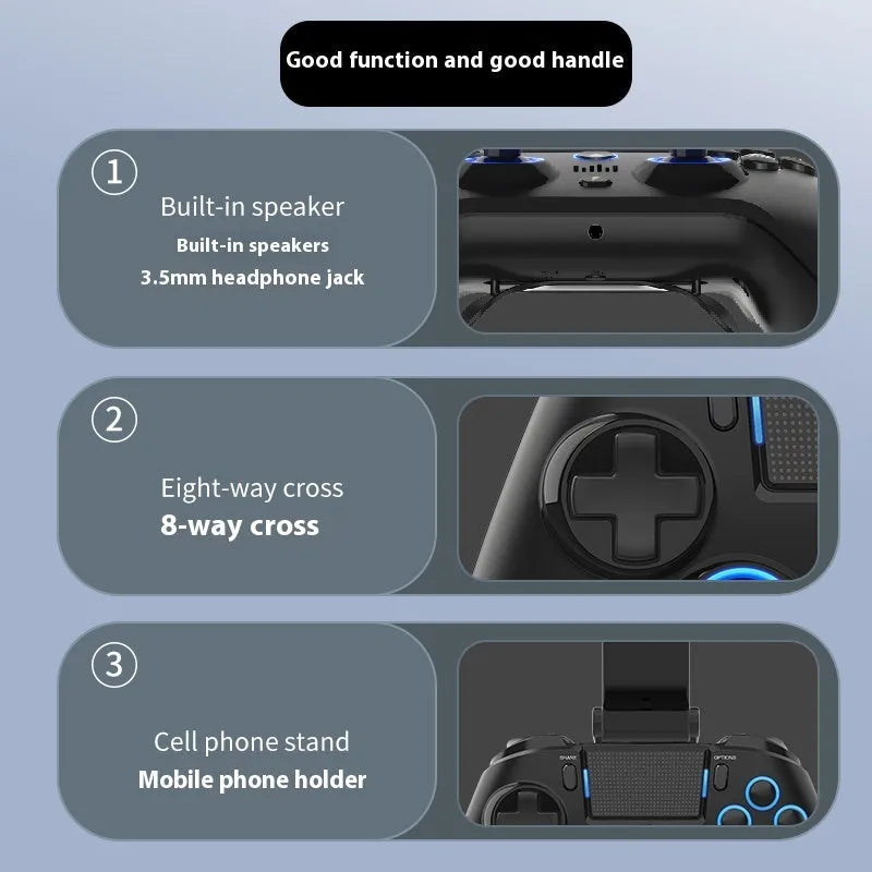 Black wired gamepad with symmetrical rocker joysticks and force feedback for PC computer gaming