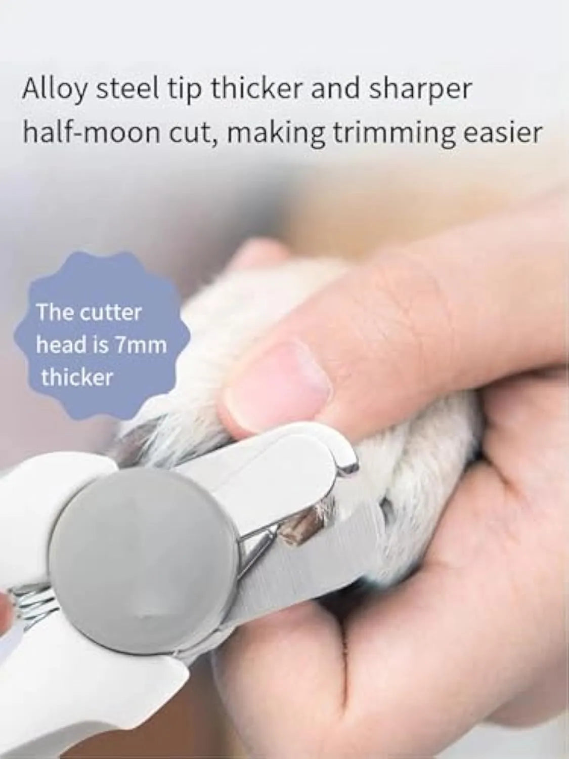 Blue heavy‑duty scissor‑action dog nail clippers with a visible safety guard on the blade.