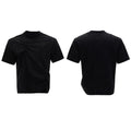 Man wearing a black cotton t-shirt with textured 3D pleating and a round neck