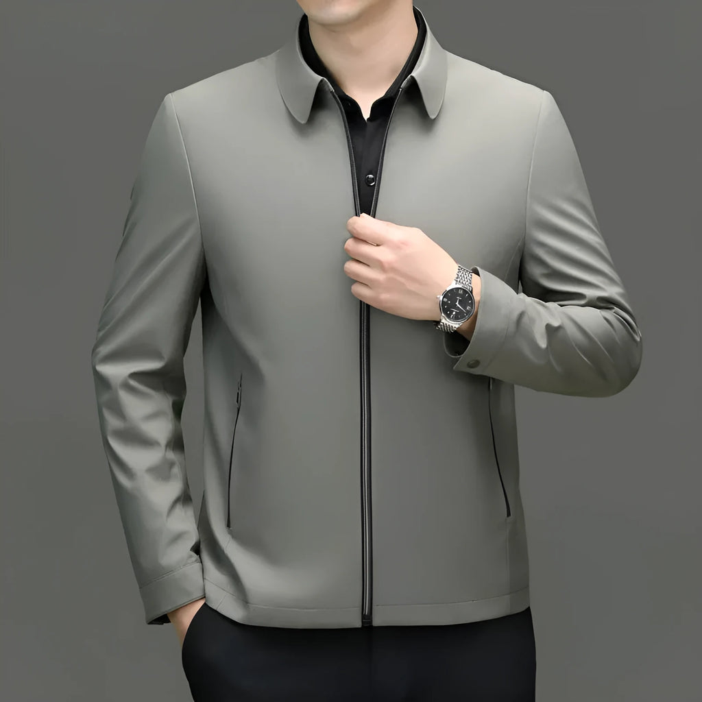 Men's solid colour light business casual jacket with lapel collar on model