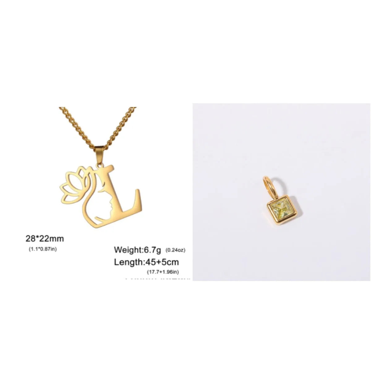 Stainless steel cross chain necklace with pendant in gold or silver electroplated finish