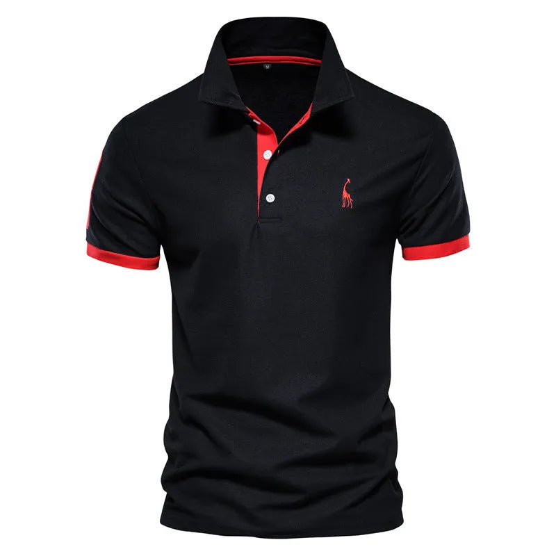Men's slim fit short sleeve T-shirt with detailed deer embroidery on chest