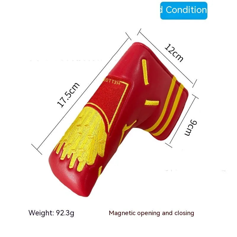 Golf straight bar putter sleeve in a selection of colourful designs with PU waterproof outer and fleece lining.