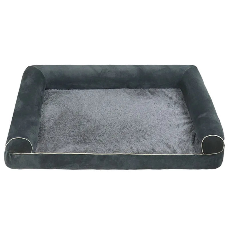 Square sponge dog bed in cloth material showing breathable cooling design