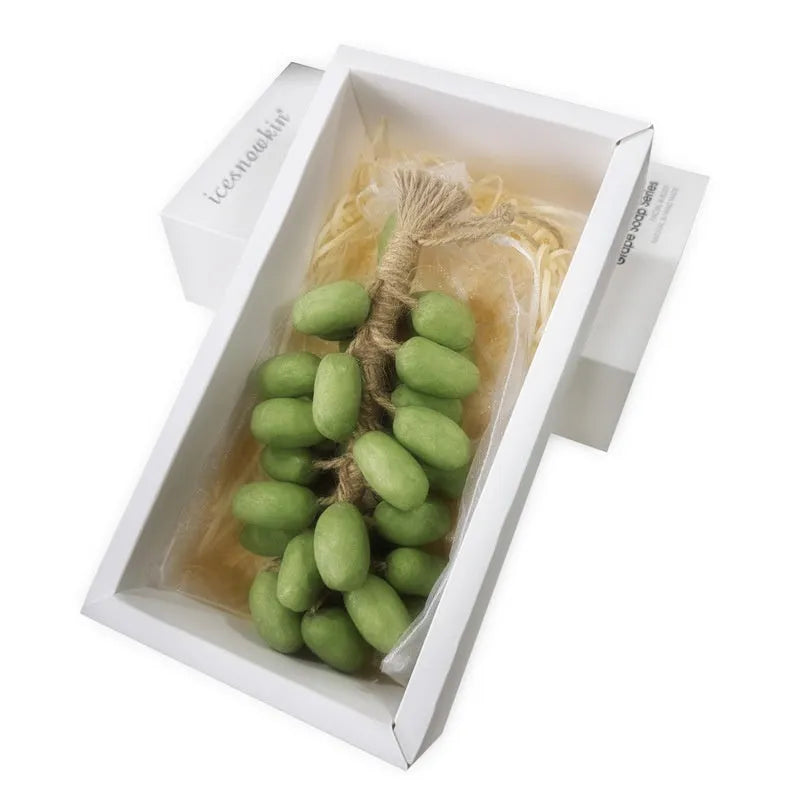 Handmade grape soap bars in black, green, purple and litchi varieties, 120g each