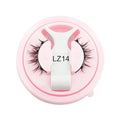 Set of reusable waterproof false eyelashes in a natural thick style with glue-free application.