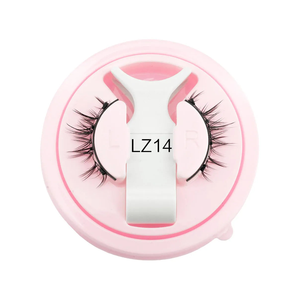 Set of reusable waterproof false eyelashes in a natural thick style with glue-free application.