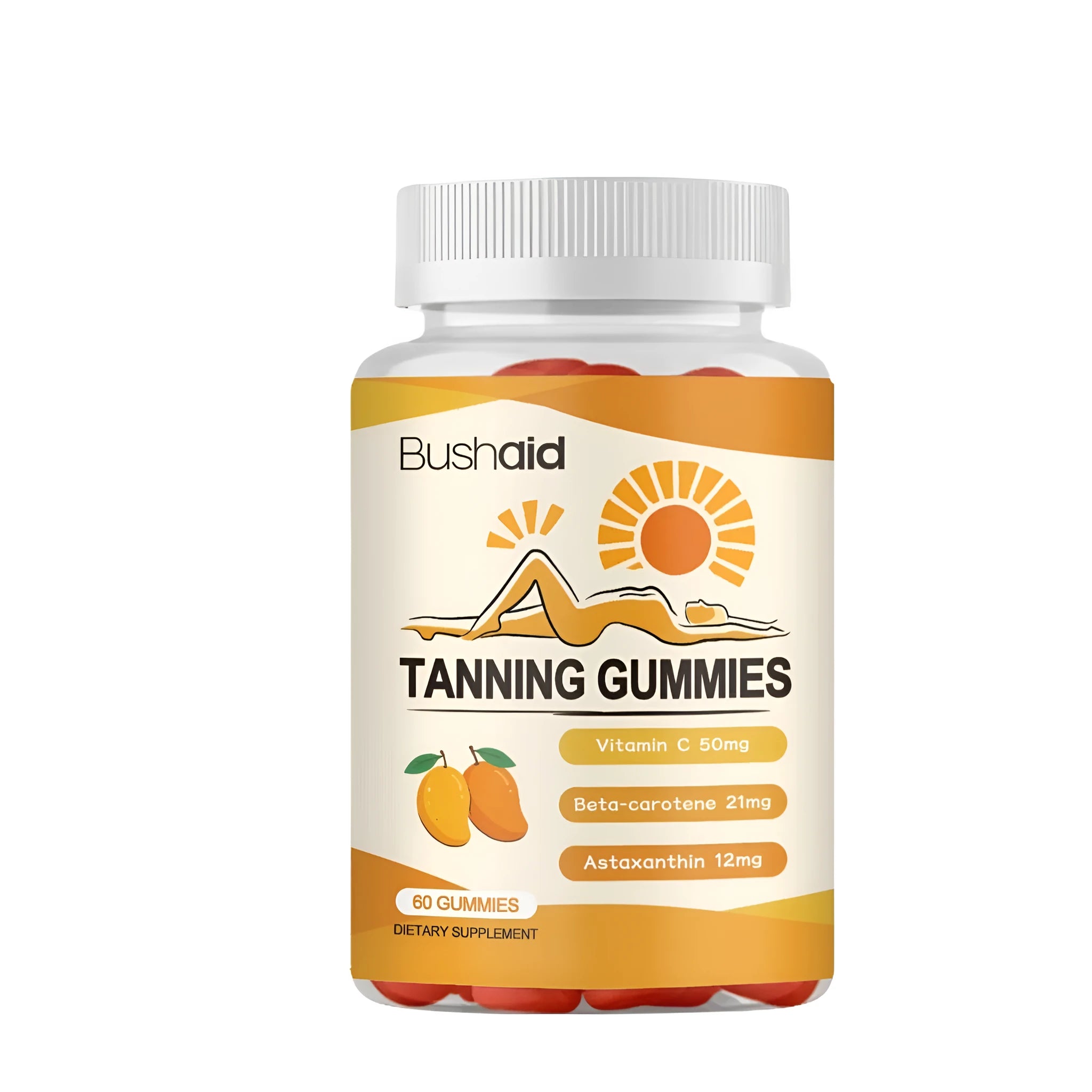 White capsule-shaped Meihei antioxidant and vitamin gummies in a pack of 60 pieces