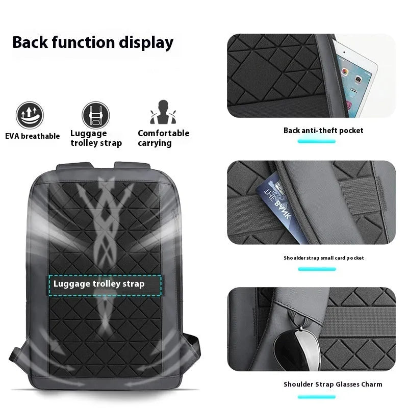 Lightweight Oxford cloth men's backpack in a solid colour with visible sewing lines.