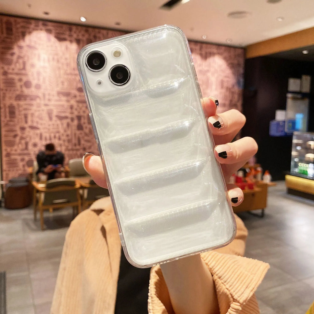 Transparent black TPU air cushion phone case for iPhone 15 series with all-inclusive coverage and anti-fingerprint finish