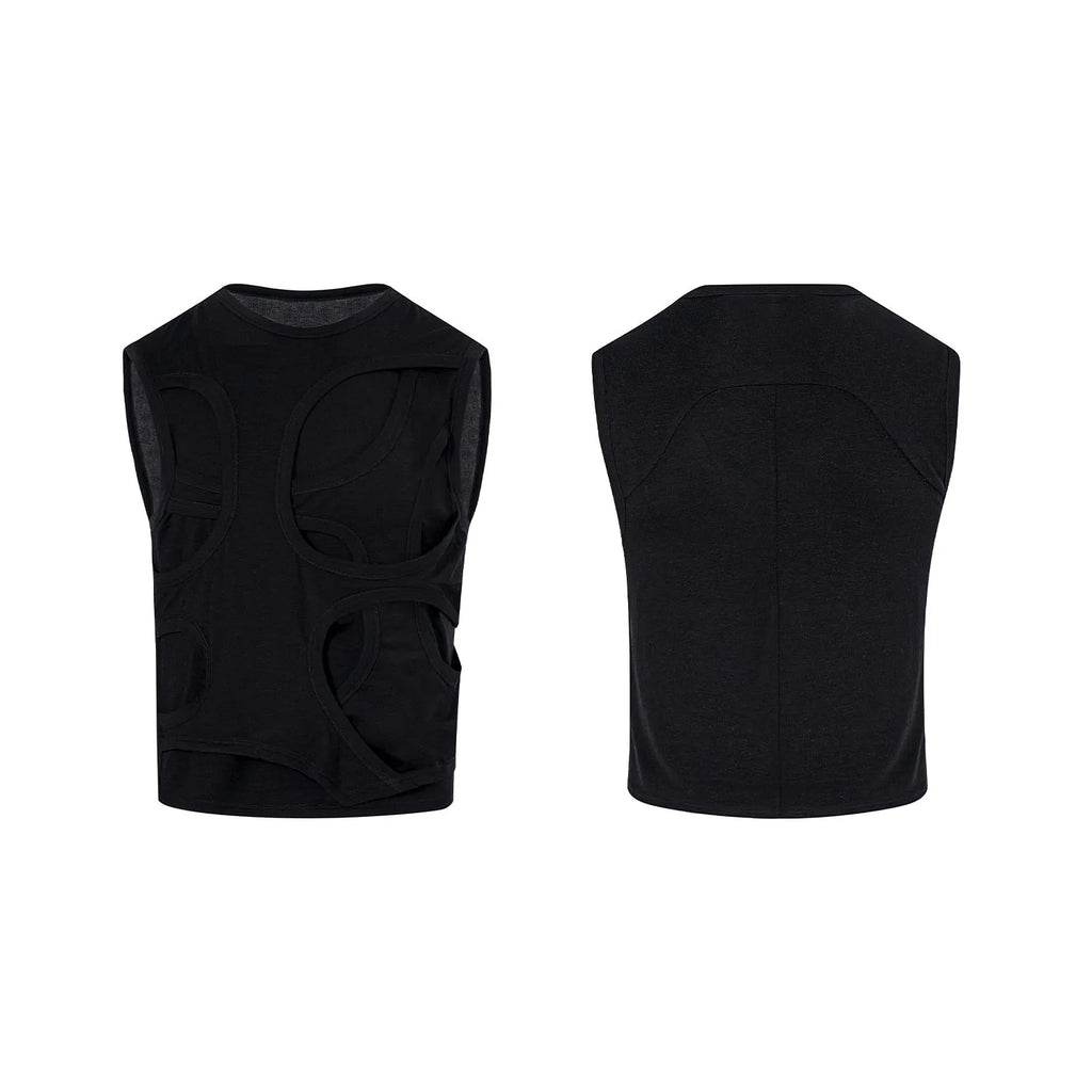 Men's solid colour lyocell vest tank top with round neck collar in black or grey colour
