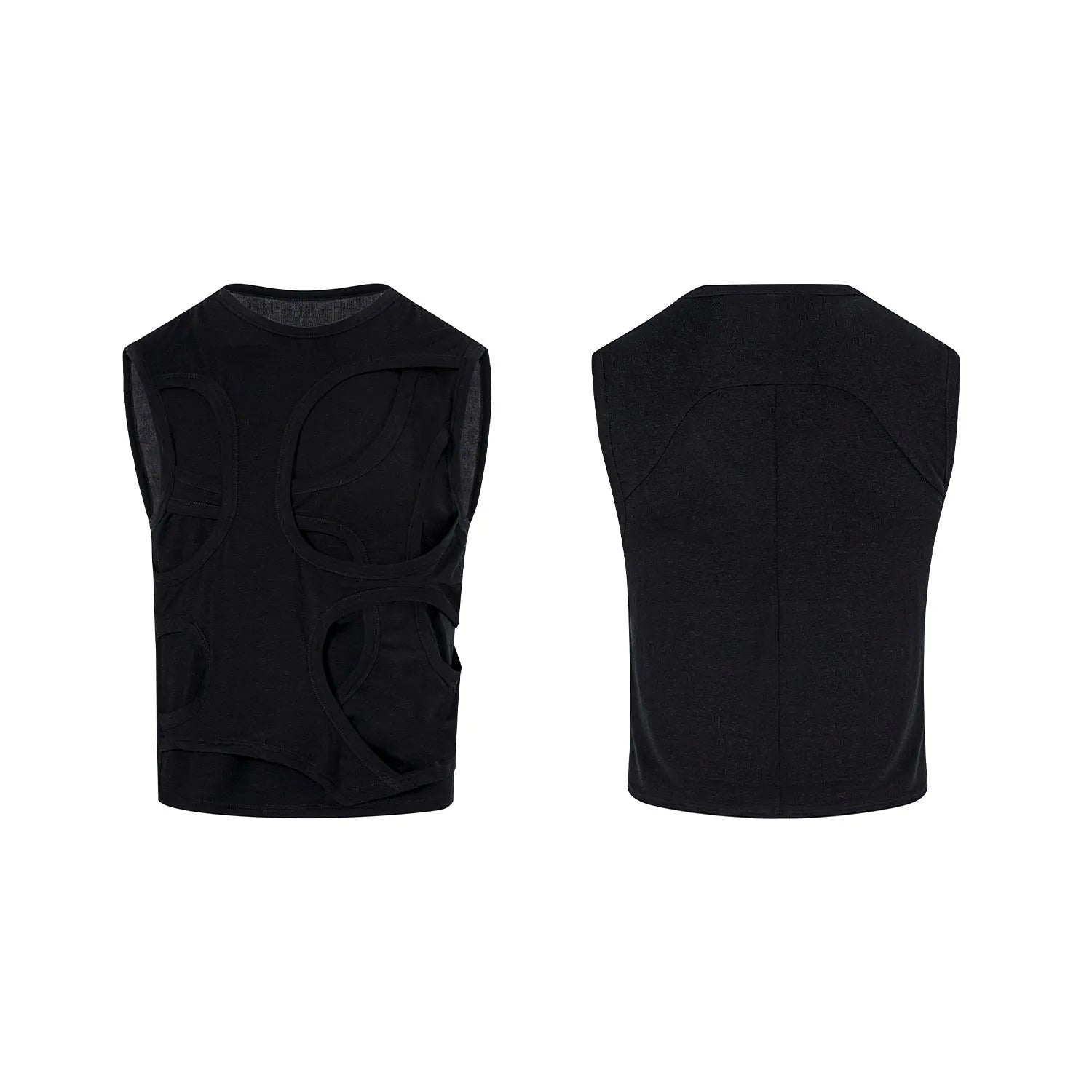 Men's solid colour lyocell vest tank top with round neck collar in black or grey colour