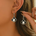 Silver retro fashion women's earrings with electroplated finish and alloy construction