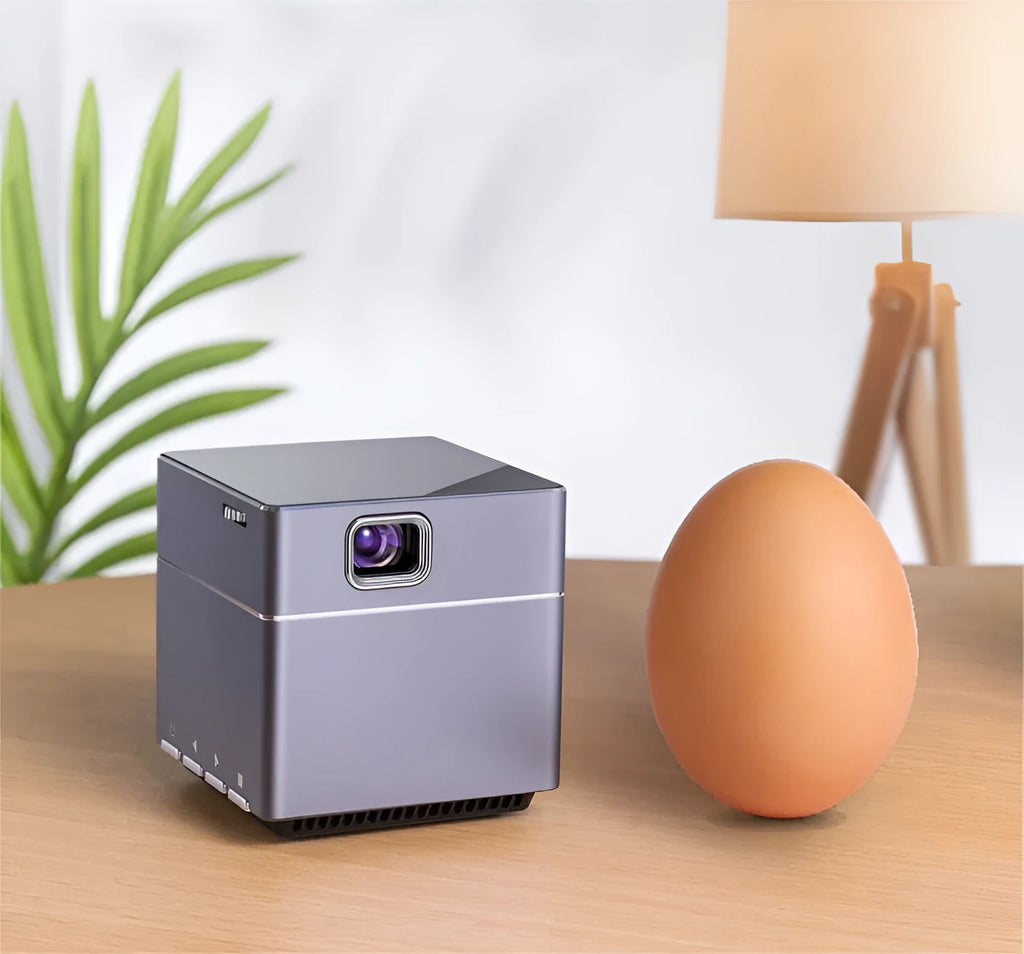 Small portable HD projector with 300 ANSI lumens LED light source and wireless remote