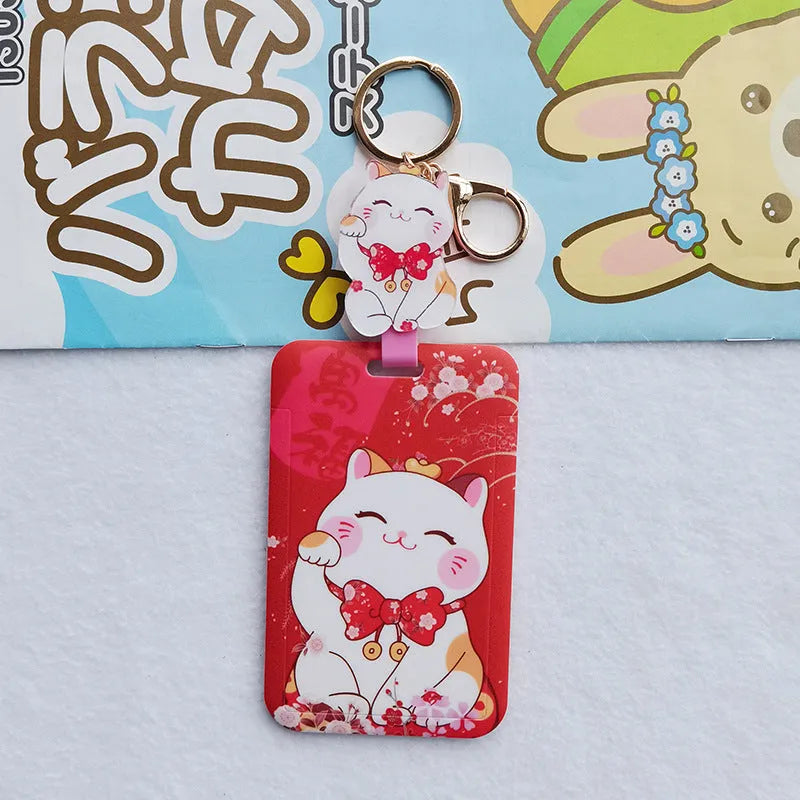 Plastic lucky cat certificate set with ferrule and decorative pendant for document organisation