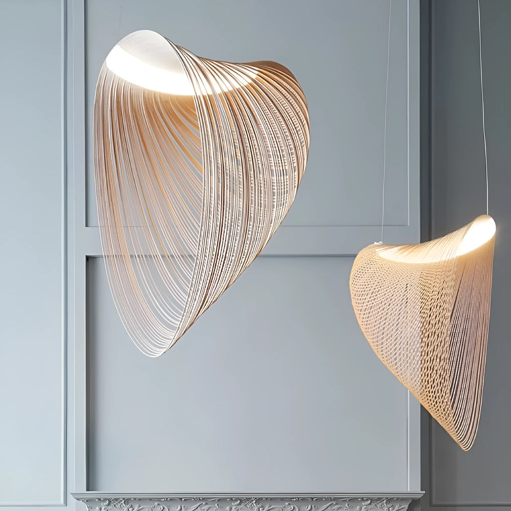 Nordic modern simple wooden LED chandelier with PMMA lampshade for dining room table
