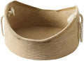 Woven wicker cat basket bed with integrated corrugated scratching surface showing two size options